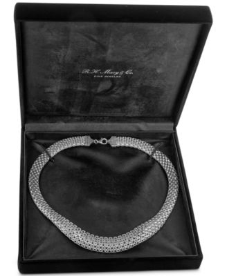 Wide Mesh Graduated 18" Statement Necklace in 14k Yellow Gold (Also in 14k White Gold)