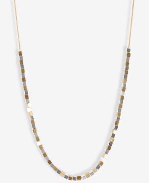 image of Lucky Brand Two-Tone Square-Beaded Strand Necklace, 32