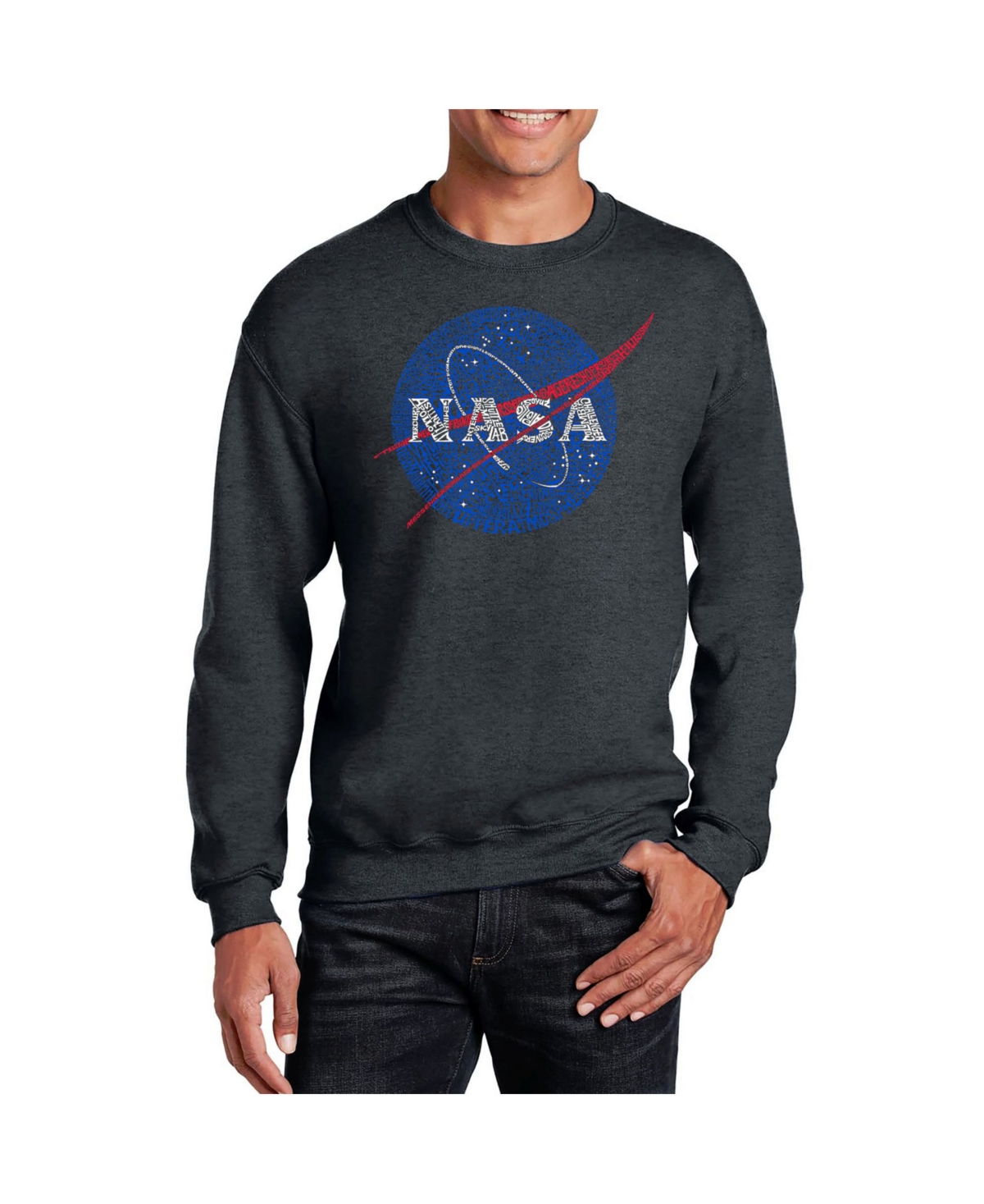 La Pop Art Men's Word Art Nasa's Most Notable Missions Crewneck Sweatshirt