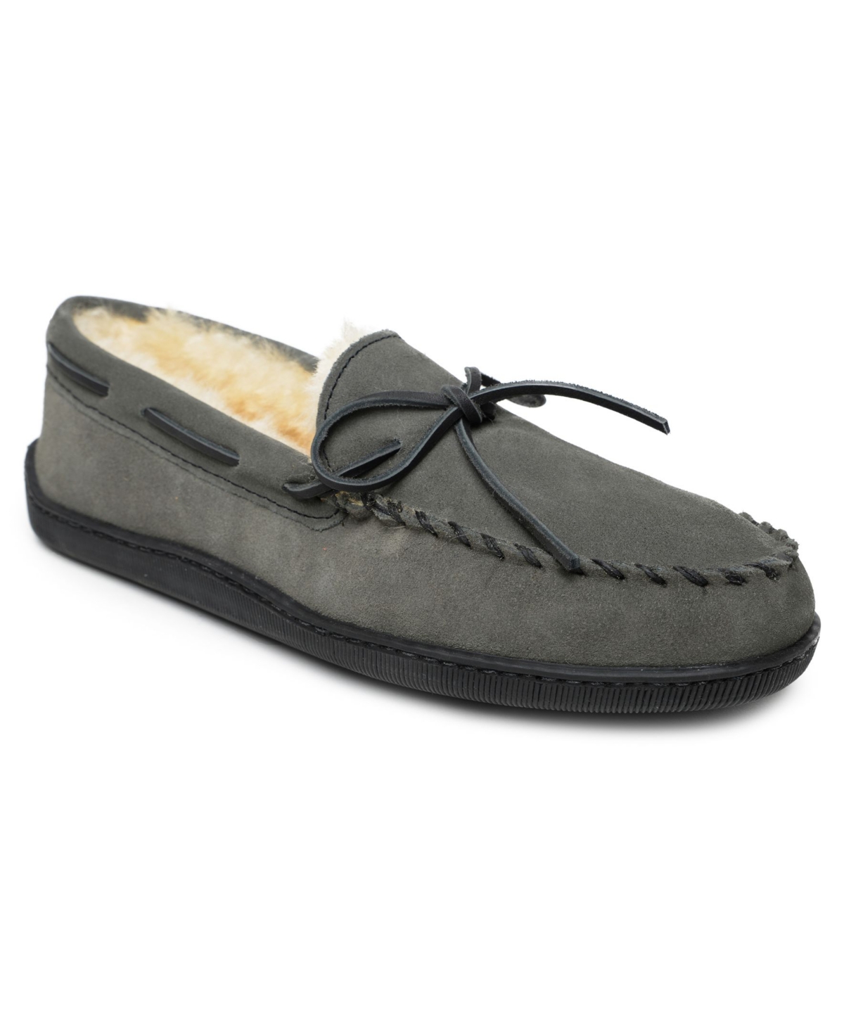 Men's Sheepskin Hardsole Moccasin Slippers - Gray