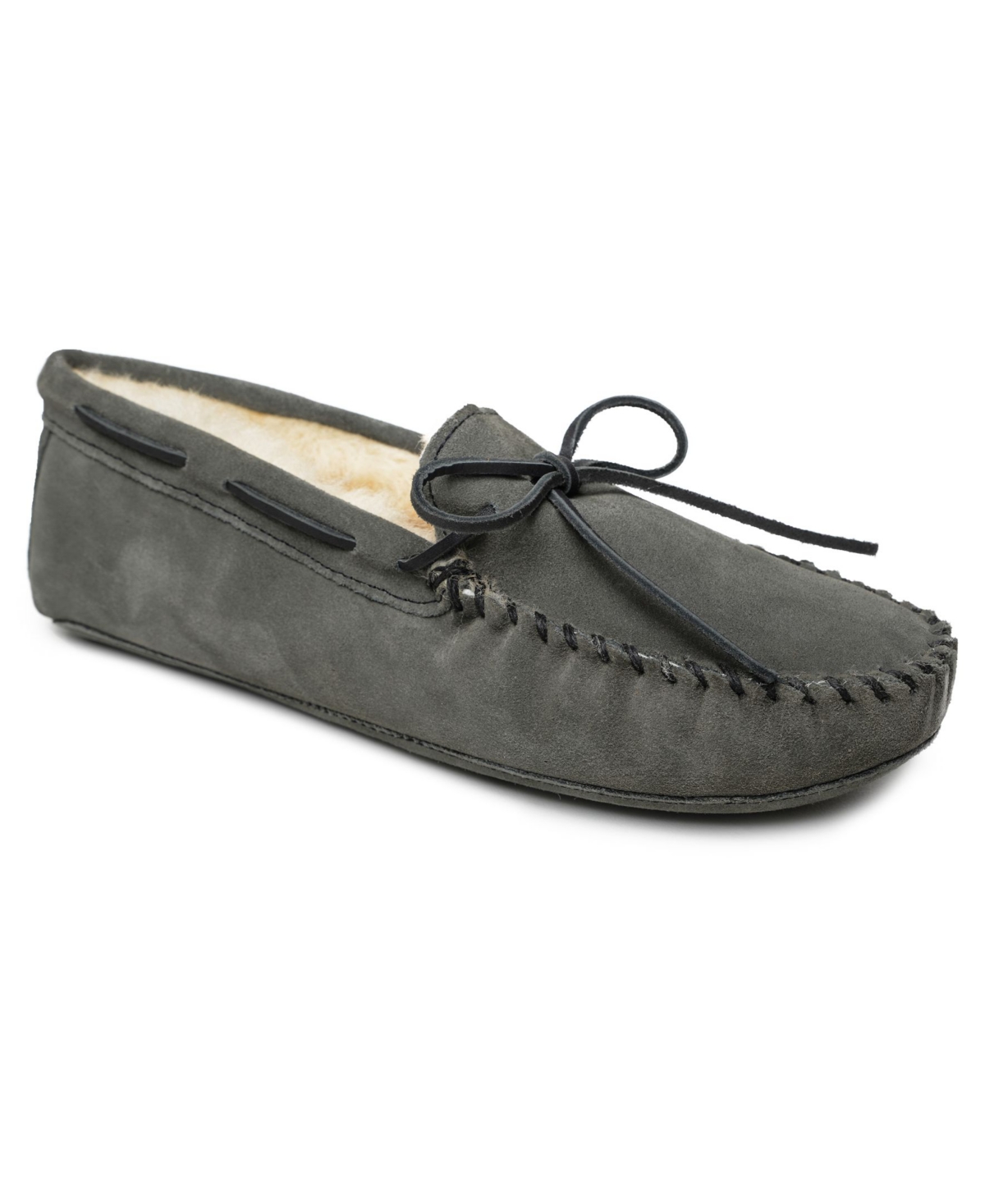 Men's Suede Sheepskin Softsole Slippers - Grey