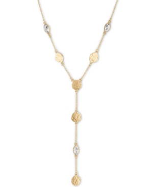 image of Rachel Rachel Roy Gold-Tone Crystal & Hammered Disc Lariat Necklace, 20