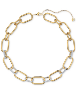 image of Swarovski Two-Tone Pave Link Collar Necklace, 15-5/8