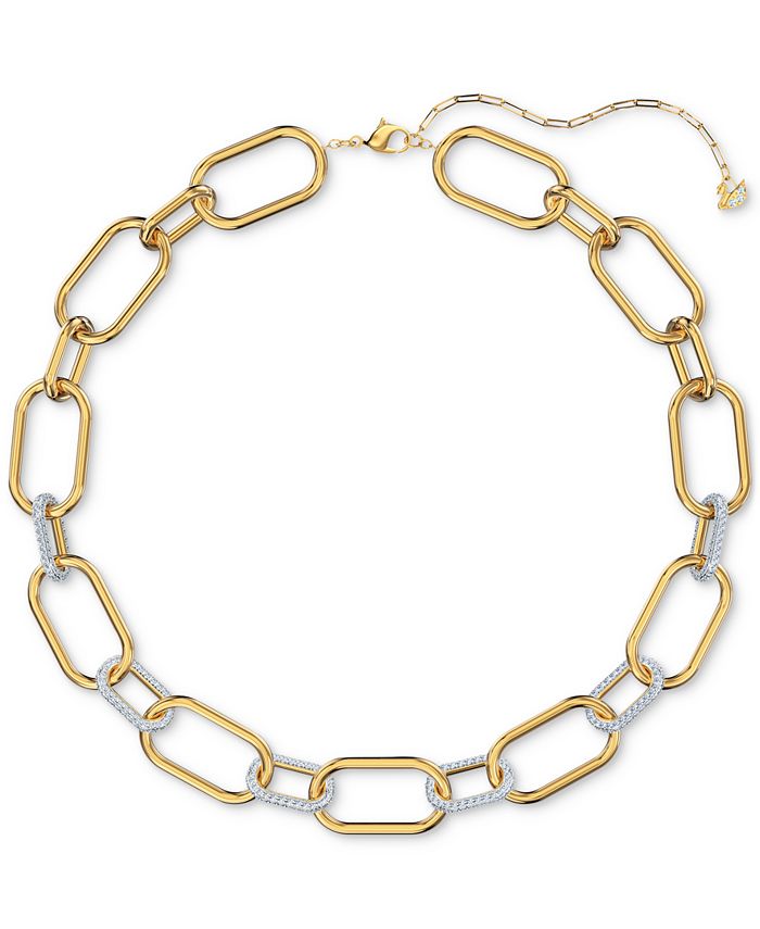 Swarovski Two-Tone Pavé Link Collar Necklace, 15-5/8