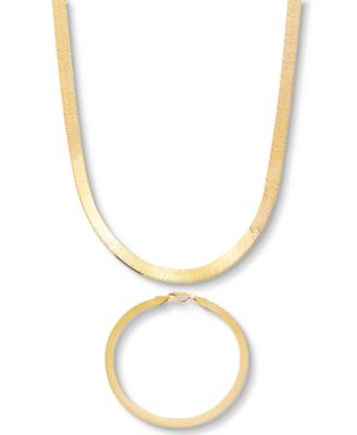 Macy's 14K White Gold Flat Herringbone Chain Necklace