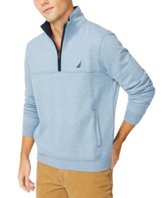 nautica men's solid quarter zip fleece pullover