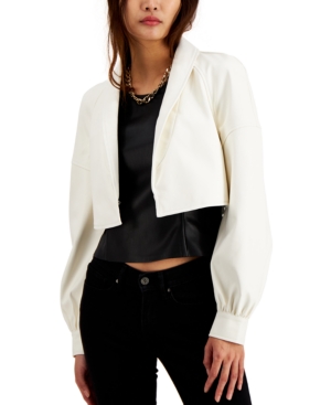Inc Cropped Faux-Leather Blazer Created for Macy's