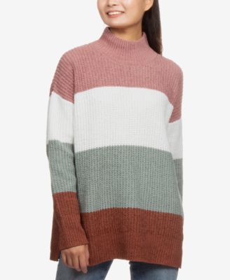 Juniors' Mock-Neck Boxy Tunic Sweater 