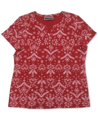 Karen Scott - Printed Henley Top