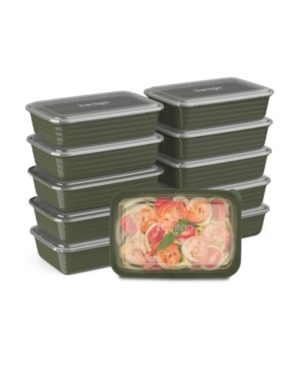 Bentgo Food Prep 1-compartment Food Storage Containers, Pack Of 10 In Khaki Green
