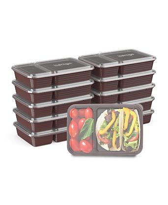 Food Prep 2-Compartment Food Storage Containers, Pack of 10