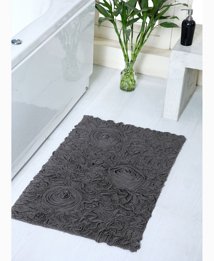 Set of 2 Bell Flower Collection Turquoise Cotton Floral Pattern Tufted Bath  Rug Set - Home Weavers