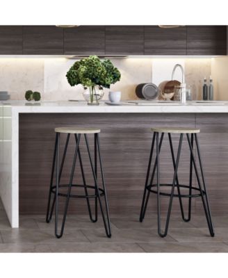 Simeon 30" Metal Bar Stool with Wood Seat