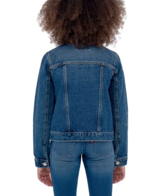 Big Girls Stylish Collared Denim Trucker Jacket