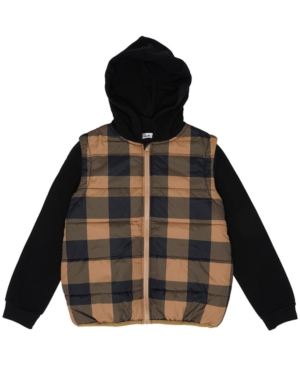 Epic Threads Big Boys Checkered Full Zip Hooded Puffer Jacket