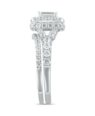 Diamond Halo Emerald Bridal Set (2. ct. t.w.) in 14k White, Yellow or Rose Gold