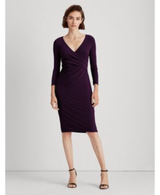 Lauren Ralph Lauren 3/4-Sleeve Ruched Jersey Dress & Reviews - Dresses -  Women - Macy's