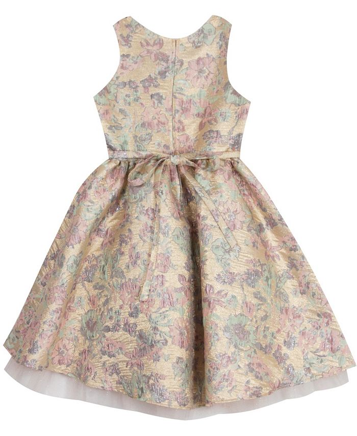 Rare Editions Toddler Girl Brocade Mesh Hem Dress - Macy's