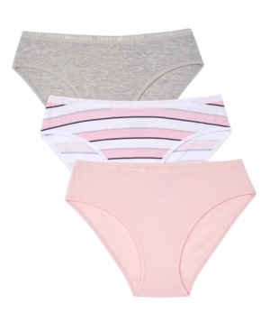 image of Tommy Hilfiger Big Girls Stripe Bikini Underwear, 3 Pack