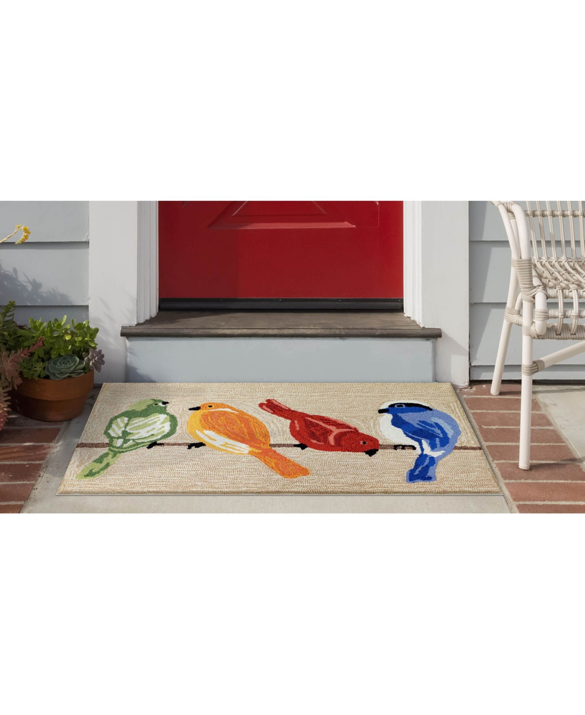 Liora Manne' Frontporch Birds Neutral 2' x 3' Outdoor Area Rug