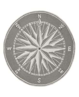 Frontporch Compass Black and Gray 5' x 5' Round Rug