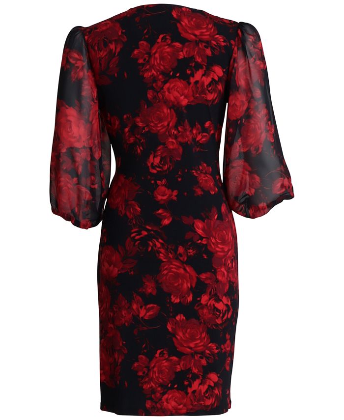 Connected Women's Chiffon Sleeve Sheath Dress Purple Size 6 Petite main image 0