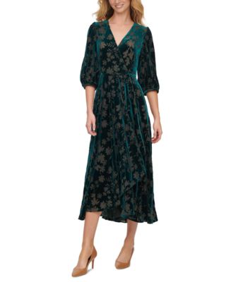 Calvin Klein Velvet Surplice Maxi Dress & Reviews - Dresses - Women - Macy's