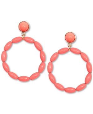 image of Zenzii Gold-Tone Beaded Drop Hoop Earrings