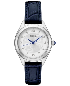 image of Seiko Women-s Blue Leather Strap Watch 29mm