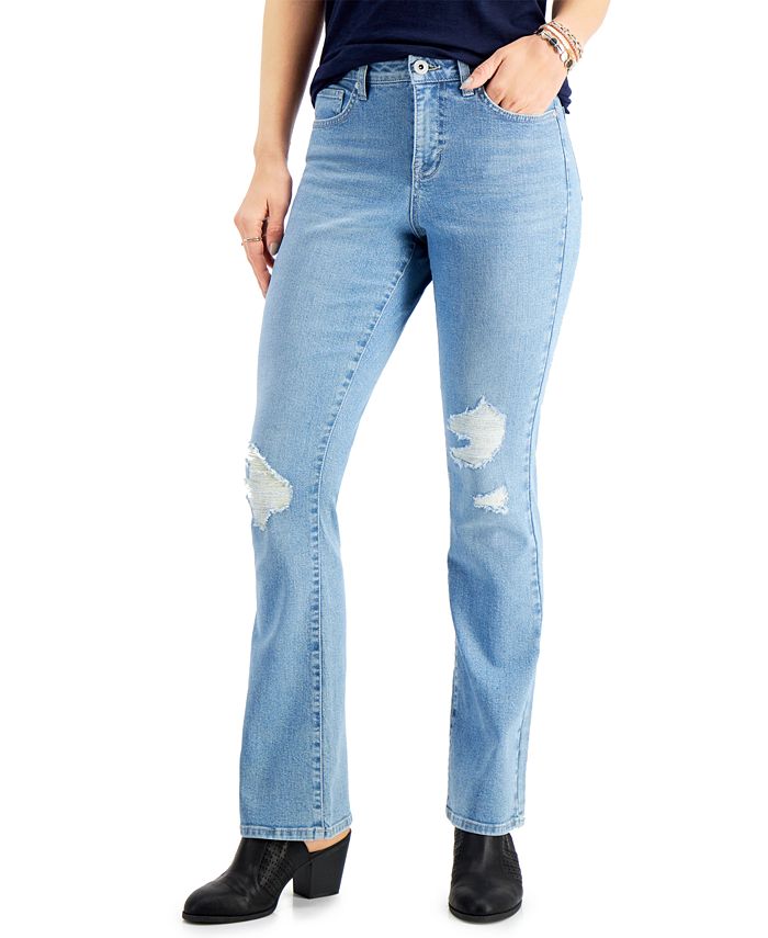 ripped high rise jeans