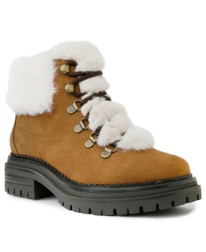 image of Sugar Women-s Rolls Fuzzy Lug Sole Hiker Boots Women-s Shoes