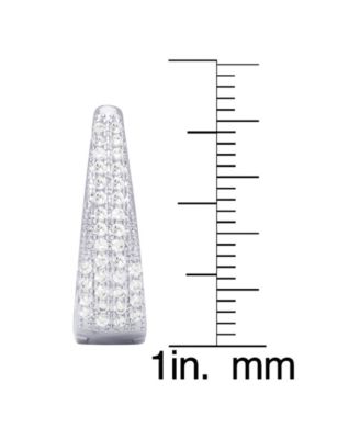 Cubic Zirconia Pave Oval Hoop Earrings in Silver Plate