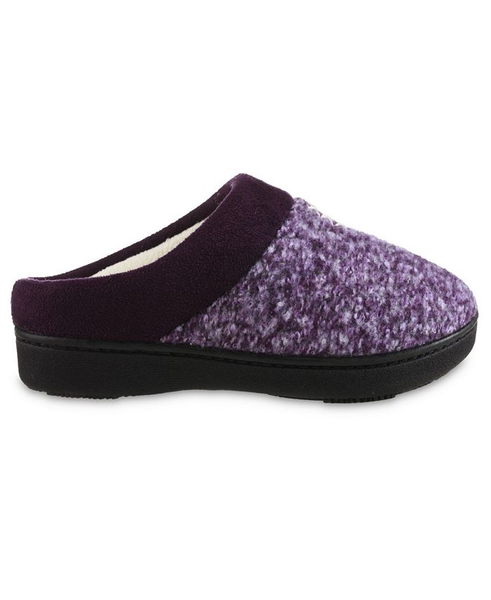women's isotoner jessie microsuede heathered knit hoodback slipper