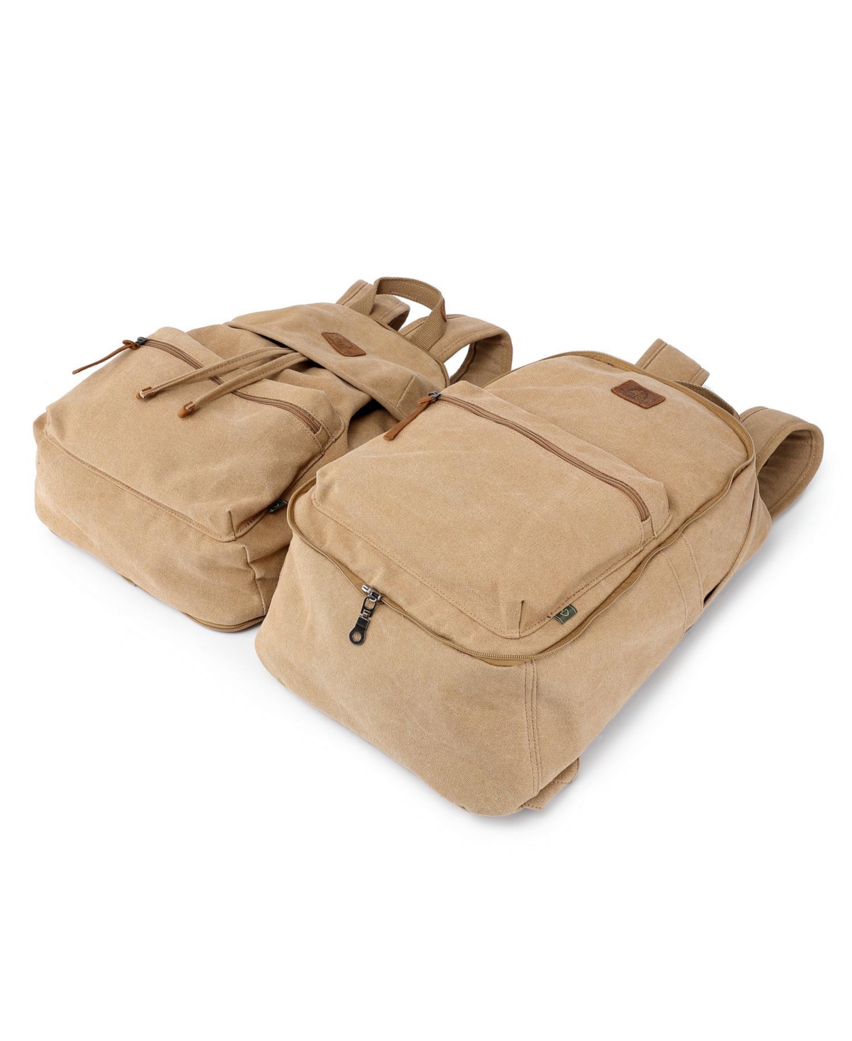 Tsd Brand Trail And Tree Double Canvas Backpack Handbag In Khaki