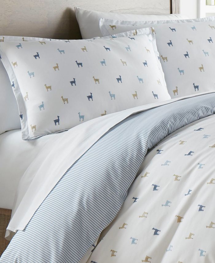 Poppy & Fritz CLOSEOUT! Llamas Cotton Reversible Duvet Cover Set, King