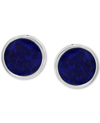 EFFY&reg; Men's Lapis Lazuli Stud Earrings in Sterling Silver (Also in Malachite)