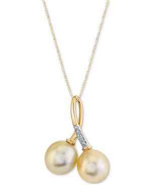 image of Cultured Golden South Sea Pearl (9mm) & Diamond (1/20 ct. t.w.) 18