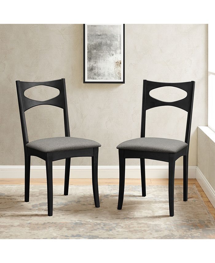 Walker Edison Mid Century Modern Upholstered Seat Dining Chair, Set of ...