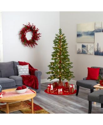 Nearly Natural Fairbanks Fir Artificial Christmas Tree with 250 Clear Warm Multifunction LED Lights and 208 Bendable Branches