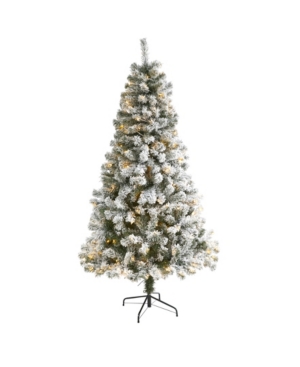 Nearly Natural Flocked West Virginia Fir Artificial Christmas Tree With 250 Clear Led Lights In Multi