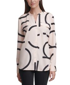 Printed Split-Neck Logo Shirt