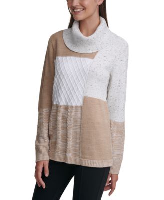 Calvin Klein - Patchwork Cowl-Neck Sweater