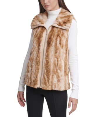 calvin klein marled faux fur vest