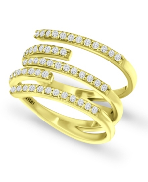 image of Macy-s Cubic Zirconia 5 Row 18K Gold Plate Bypass Ring