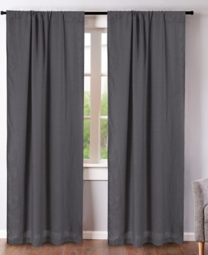 Levtex Washed Linen Relaxed Solid Window Panel Set, 50" X 84" In Charcoal