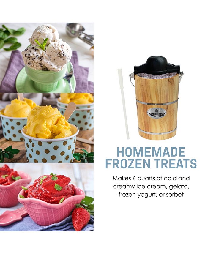 Elite Gourmet 6Qt. Electric Motorized Ice Cream, Gelato, Frozen Yogurt