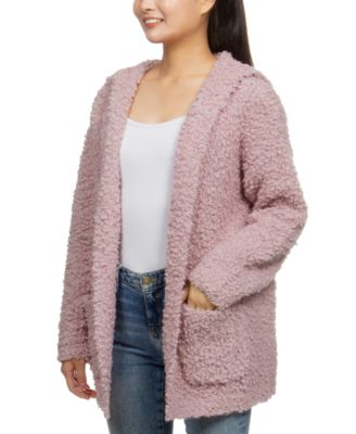 plush hooded cardigan