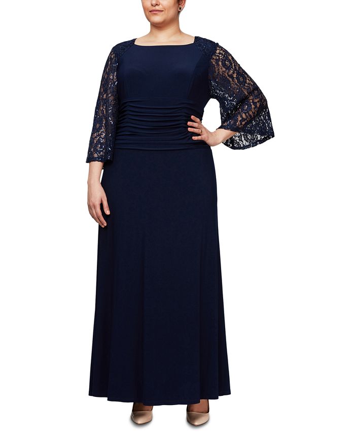 SL Fashions Plus Size Bell-Sleeve Gown - Macy's