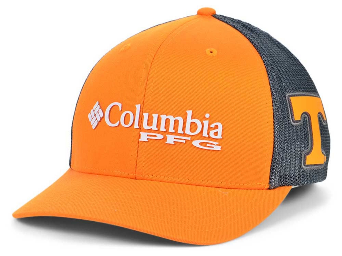 Columbia Tennessee Volunteers Pfg Trucker Cap In Orange,charcoal
