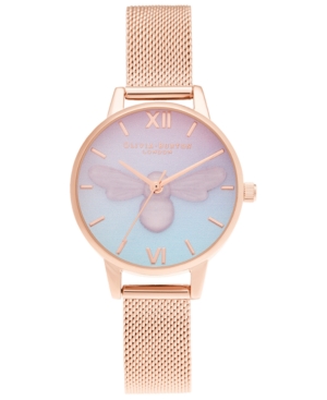 image of Olivia Burton Women-s Candy Shop Rose Gold-Tone Mesh Bracelet Watch 30mm